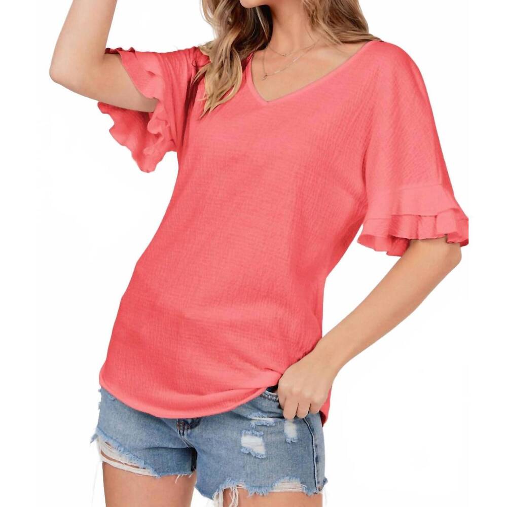 NEW SHOP BASIC short sleeve top in coral